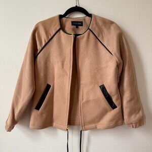 Laveer Camel Bomber Jacket with Leather Trim